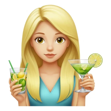 Girl with long blonde hair lemons limes cocktail  sticker