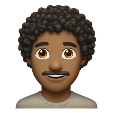 Black curly hair man with Wheatish skin, almost white, Large hazel eyes, a medium-sized nose, and a medium-sized mouth.  sticker
