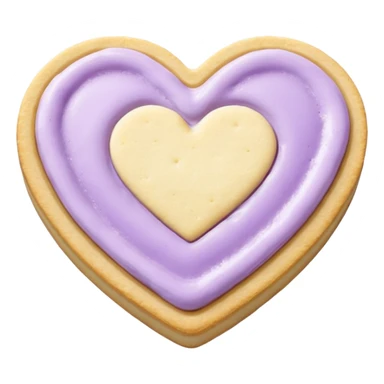 Realistic shortbread cookie in the shape of a heart with pale lilac color jelly middle filling and sprinkled powder sugar on top. sticker