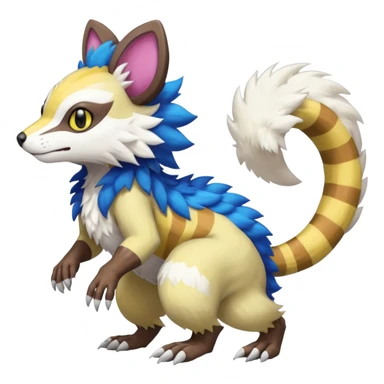 Trico-Sergal-Furret-Vernid-fusion-Fakemon-animal-hybrid-creature, full body sticker