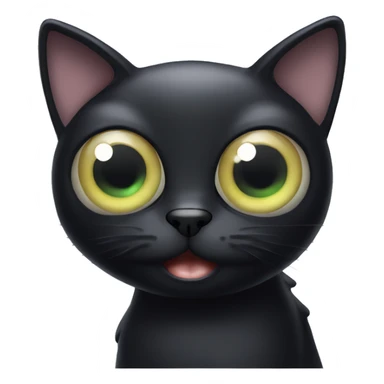 black cat with huge bulbous eyes popping out of its head sticker