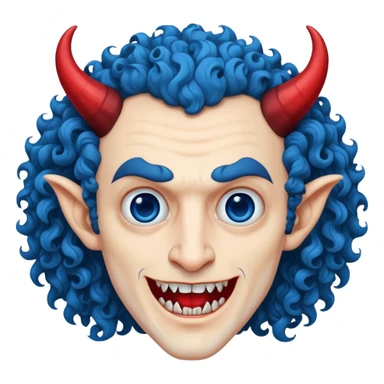 BLUE CURLY HAIRED  DRACULA WITH HORNS sticker