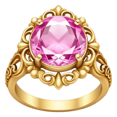 gold rococo ornate pink kawaii ring sticker