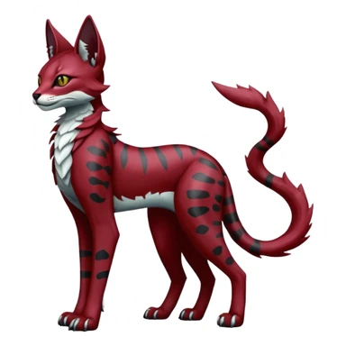 Epic complex knightly divine glorious futuristic detailed dark dusky gloomy deep gothic red, realistic Fakémon-Sprigatito-Floragato-Meowscarada-Trico-Sergal-Serval-Vernid-creature (full body) sticker
