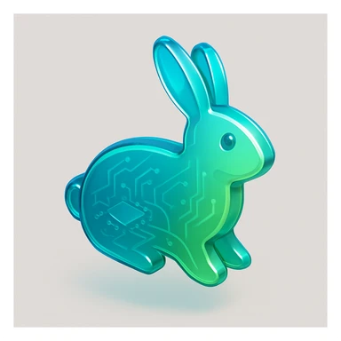 Windows Vista-style icon of a rabbit, using smooth gradients, glassy effects, touch of blue and green, clean professional slightly three-dimensional style matching Vista icon aesthetic sticker