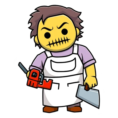 Leatherface character from horror movie sticker