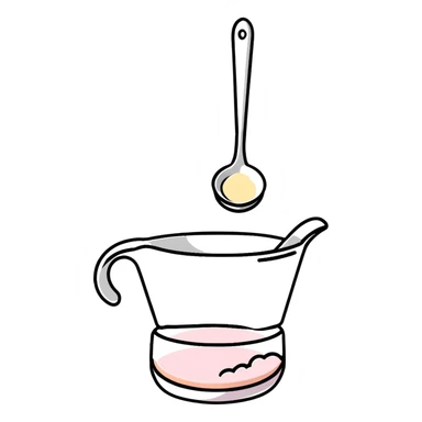 baking powder in measuring spoon with flour dust cloud sticker