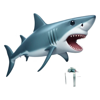 Shark with a Christmas present  sticker