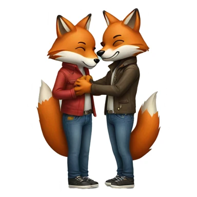 Two Fox kissing with a heart above their jeans sticker