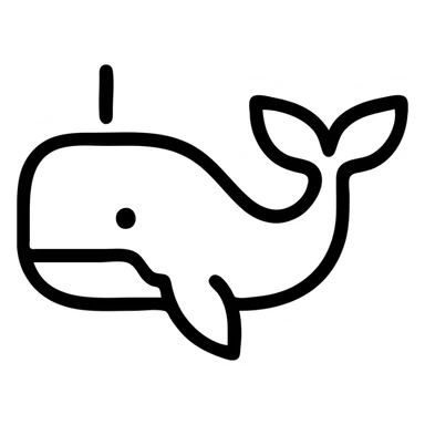 outlined Moby Dick whale icon, no fill, clean lines sticker