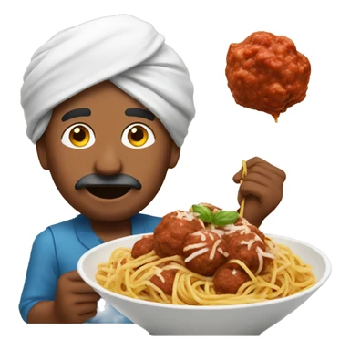 indian man eating spaghetti and meatballs sticker