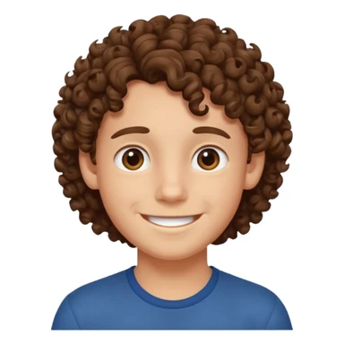 smiling boy with curly brown hair  sticker