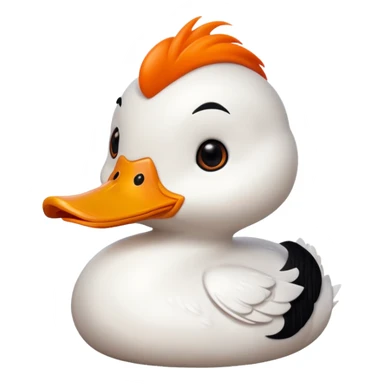 orange whit duck beak and black dot eyes cartoon style sticker