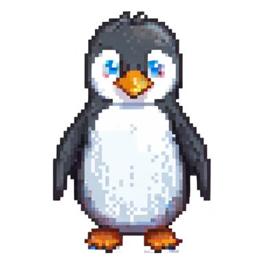 cartoon penguin, smiling, side/front view sticker