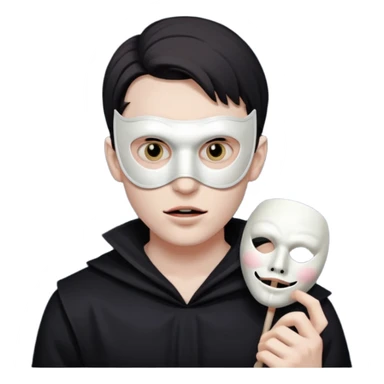 guy holding mask but his face is creepy sticker