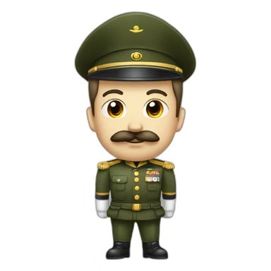 Homme avec moustache carré en tenue militaire levant bras a 120° sticker