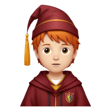 Boy with Ginger hair with a gryffindor Robe and a Textured cap sticker