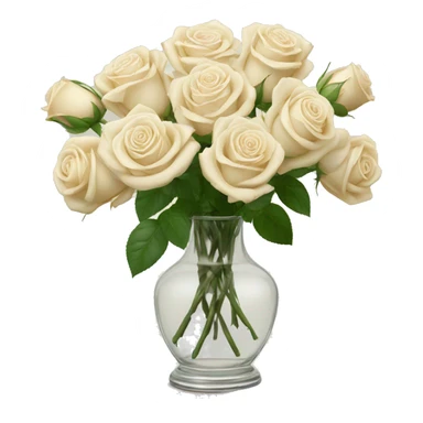 Cream color roses in glass vase sticker