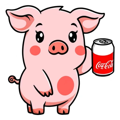 pig drinking coke sticker
