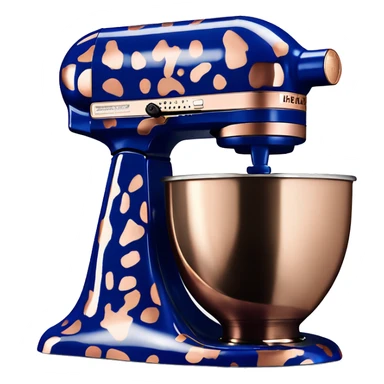 Realistic royal blue kitchenaid mixer decorated with rose gold leopard print pattern. sticker