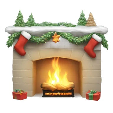 white Christmas fireplace sticker