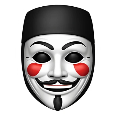 Black and white Guy fawkes mask emoji sticker