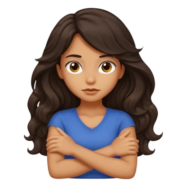 Slightly tan girl dark long wavy hair crossing her arms with slight pout sticker