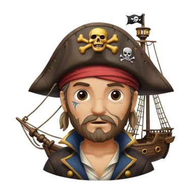 pirate with eye sailing a ship in strom sea background sticker