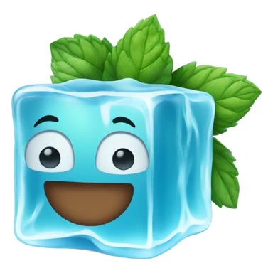 an ice cube with mint leaves on it sticker