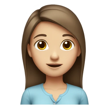 Cute girl with straight brown hair and blue eyes in a shirt sticker