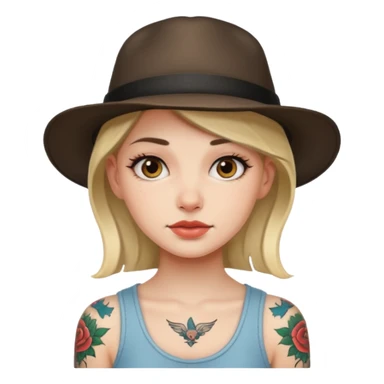 tattoo girl with hat sticker