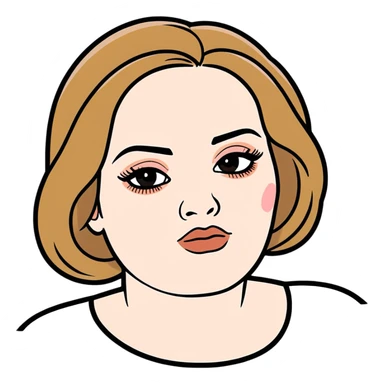 8k, 7000x7000px resolution, clean, smooth, thin lines, ultra detailed, hyperrealism, celebrity, best selling singer, Adele 2024. Glossy appearance, clean thin lines. Perfect makeup, full view sticker