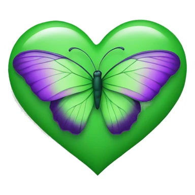A green heart with a purple butterfly  sticker