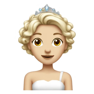 elegant girl in white dress with a tiara sticker