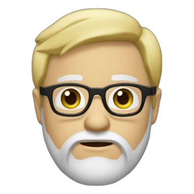 Theorus with Blond hair and beard with glasses with a sad face with black skin sticker