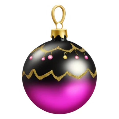 Realistic black and pink metallic christmas bauble with gold accents.  sticker