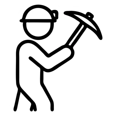 outline icon of a gold miner holding a pickaxe sticker
