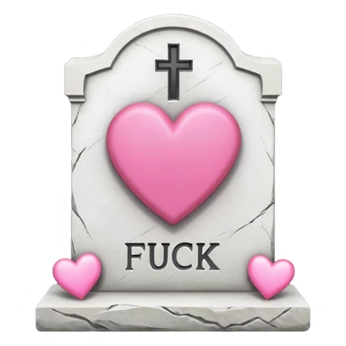 Headstone that says wish i gave a fuck with pink hearts sticker