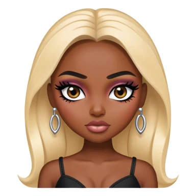 pretty bratz baddie, black eyeliner, dark skin, black  eyes sticker