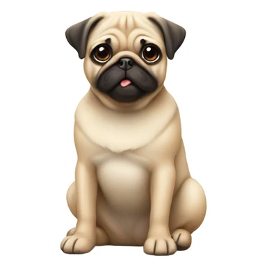 Cute beige pug sitting sticker