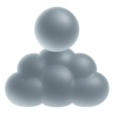 front view, person made of white convex clouds, shoulder up, matte glass style sticker