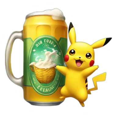 Pikachu qui boit de la bière sticker