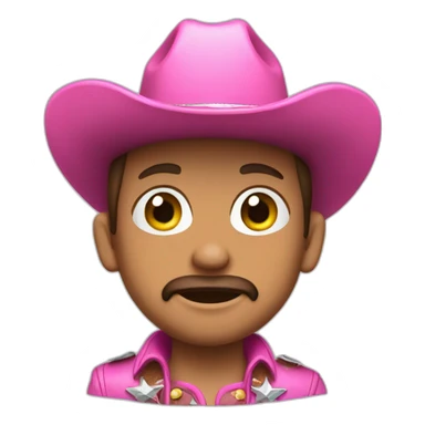 a cowboy wearing a pink hat and wearing a glittery belt. Show the full body sticker
