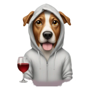 dog with a hoodie and glass of wine sticker