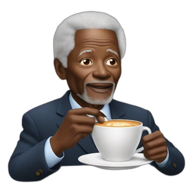 Kofi Annan Drinking coffee eating naan bread sticker