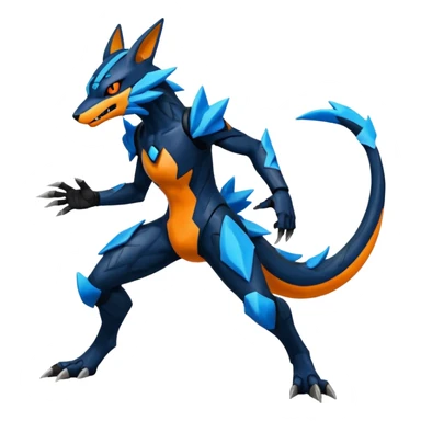 Edgy futuristic Zeraora-Salandit-Lucario-fusion sticker