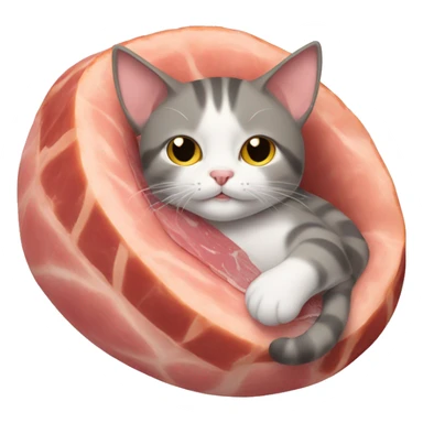 Cat laying down with a large ham on top of him sticker