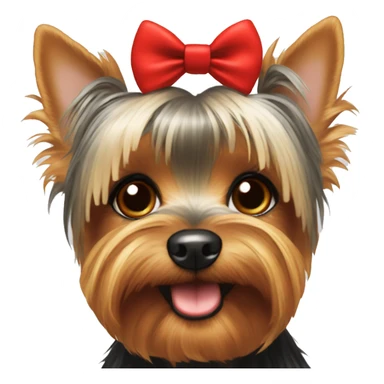Yorkie face with a red bow on her head sticker