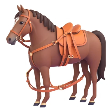 Hermès-style horse harness, elegant, luxury leather, minimal, 3D style sticker