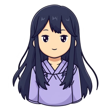 Sweet shy anime girl with long black hair sticker